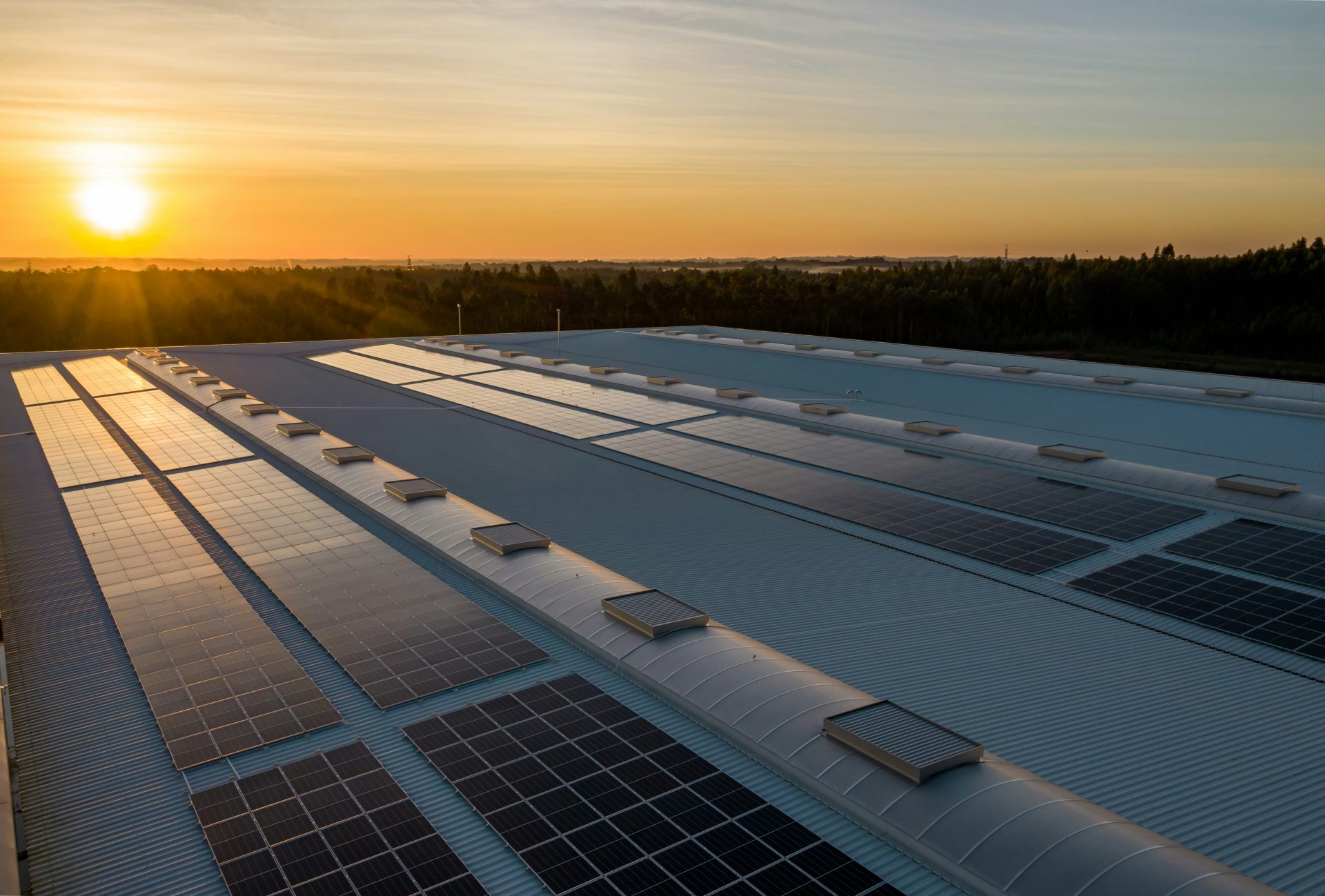 Paneles solares en una nave